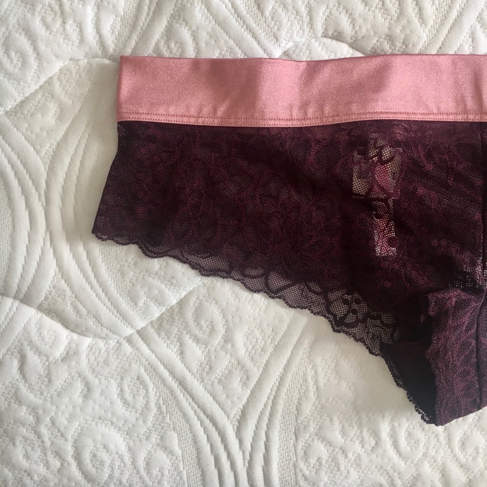 purple lace panties with pink band